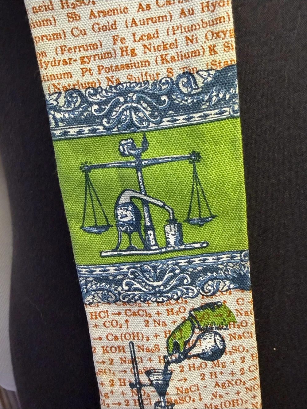 Vintage Rooster Chemistry Square End Tie, Cotton ,Hand Printed